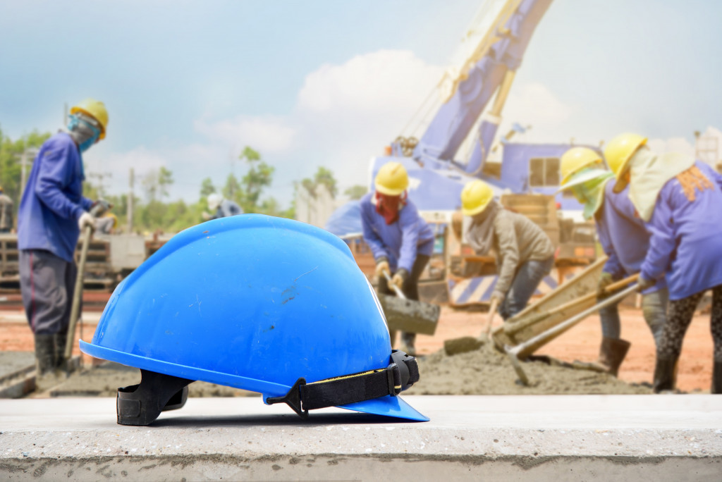 a hard hat on a construction site